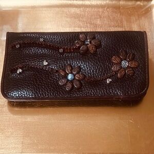 Brighton Brown Floral Embellished Pouch for Eyeglass/Sunglasses-Pre-owned